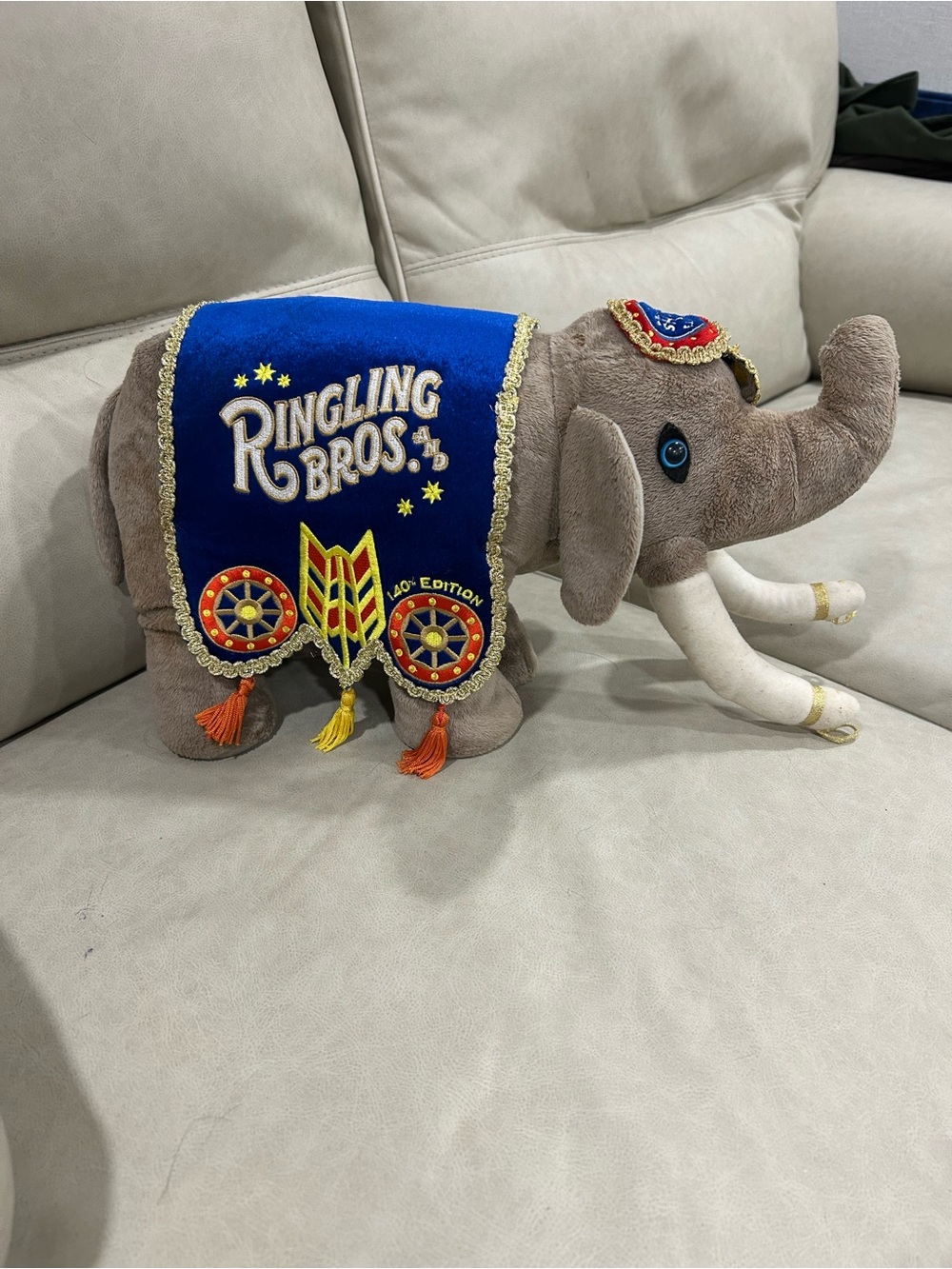 Ringling Bros Barnum & Bailey 140th Edition Plush Elephant Circus Souvenir 17”
